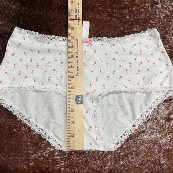 SKIMS Lightweight Cotton Lace Trim Boyshort Snow Ditzy Rose Print Large NWT - Picture 5 of 9
